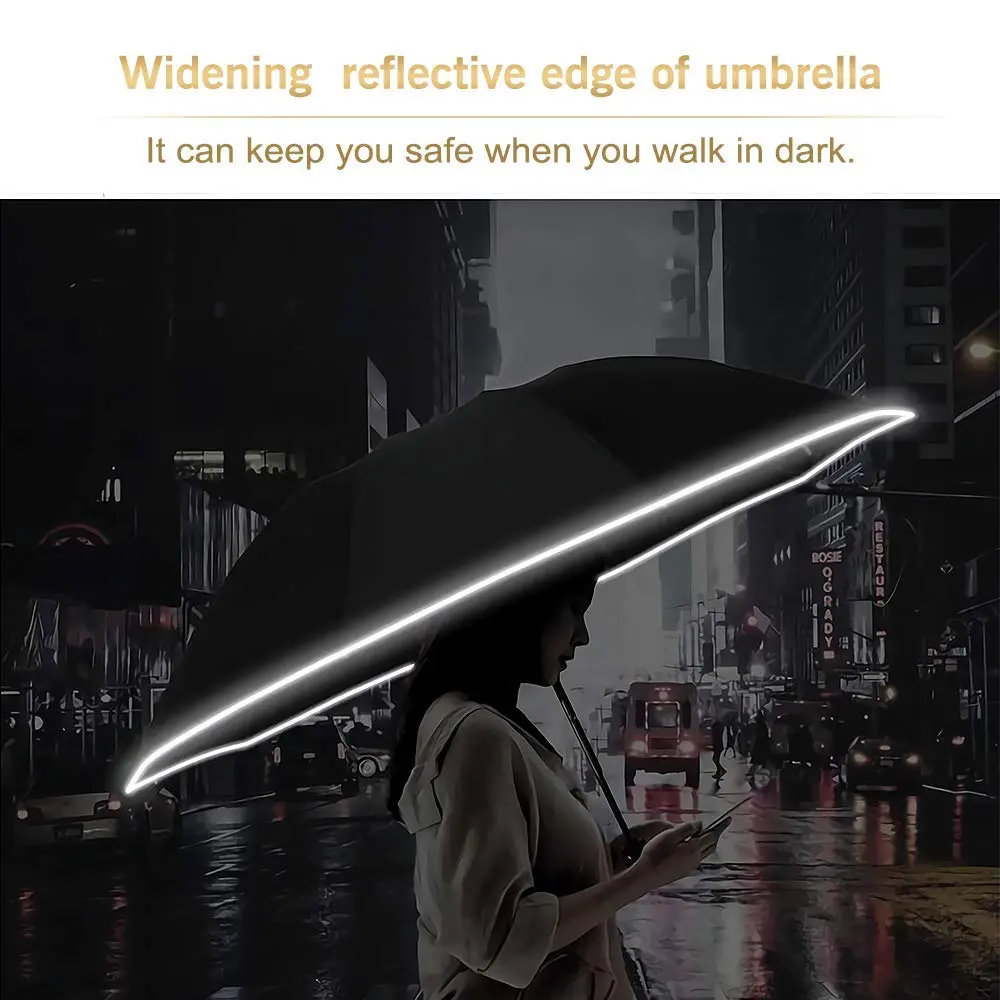 Bodyguard Inverted Umbrella 46 IN Windproof Rain Sun Travel Compact Reflective Burgundy - view 2