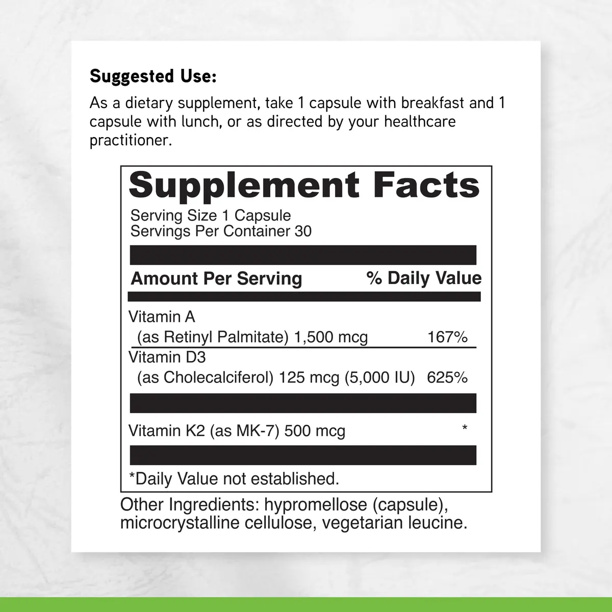 DAVINCI Vitamin D3 & K2 Capsules 30 | Bone & Heart Support, Vegetarian, Gluten Free - view 6