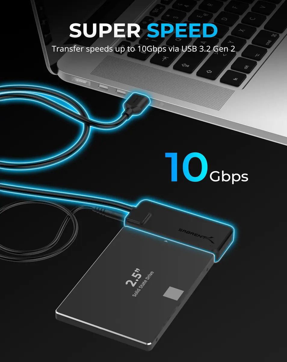 Sabrent USB 3.2 Type-A to SATA/U.2 SSD Adapter Cable (EC-U2SA) 40.6 cm (16 in) | 10Gbps Data Transfer - view 4