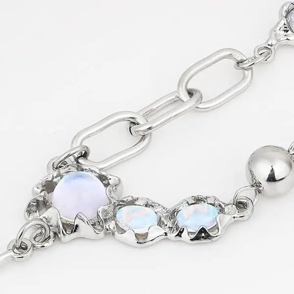 Buyongwant Silver Necklace Star Pendant Moonlight Stone | Irregular Collar Chain for Women - view 5