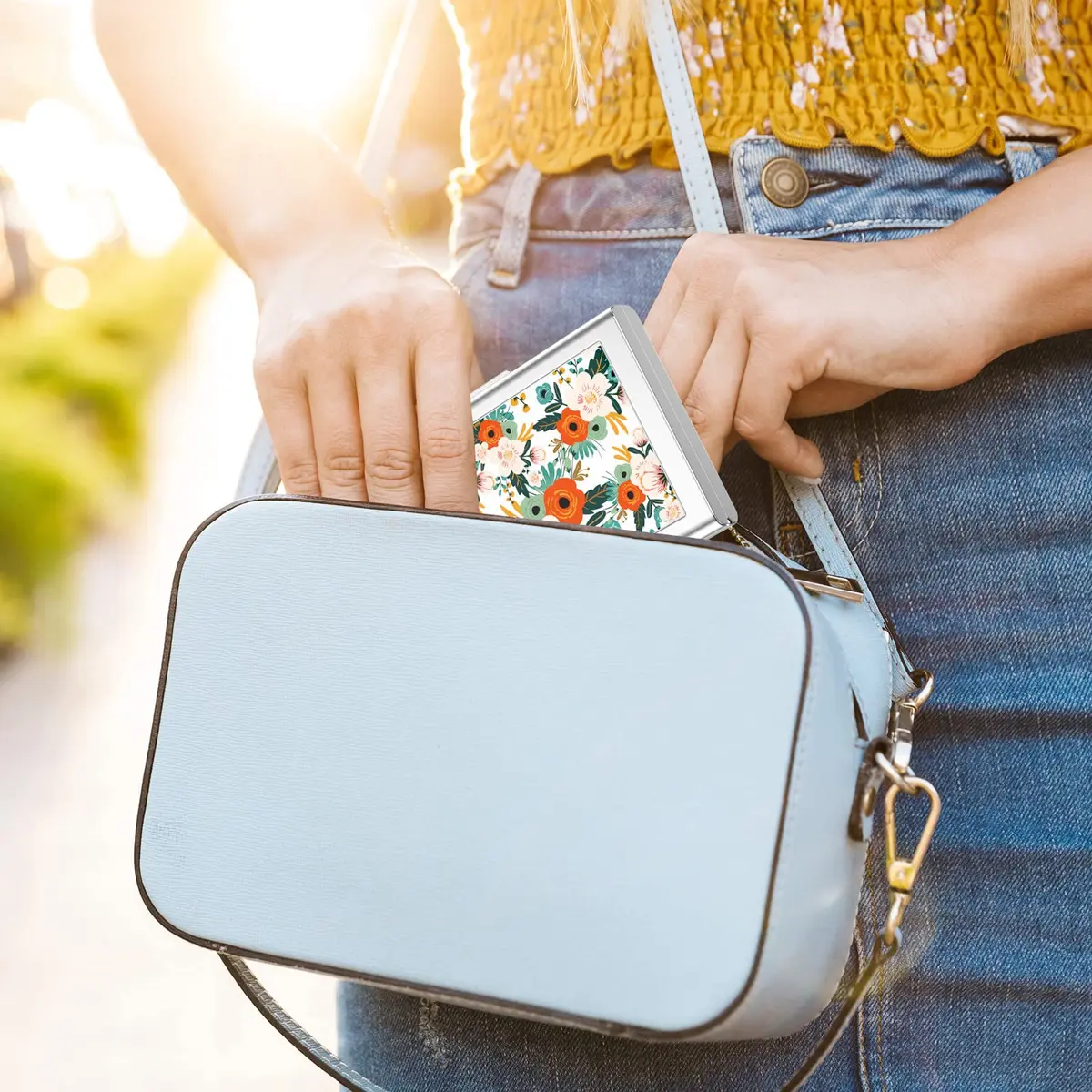 Rimilak Metal Credit Card Holder, Mini Credit Card Wallet, Colorful Flower | RFID Blocking Slim Metal Hard Case for Women Men - view 7