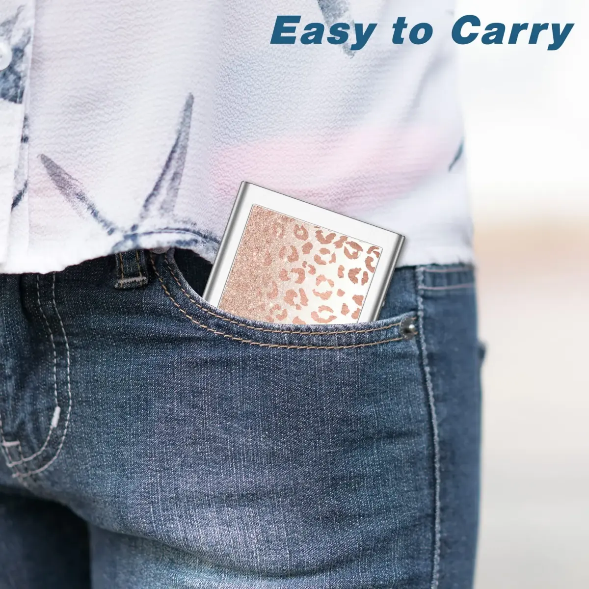 Rimilak Metal Credit Card Holder Mini Wallet Pink Leopard | RFID Blocking Slim Card Case for Women - view 6