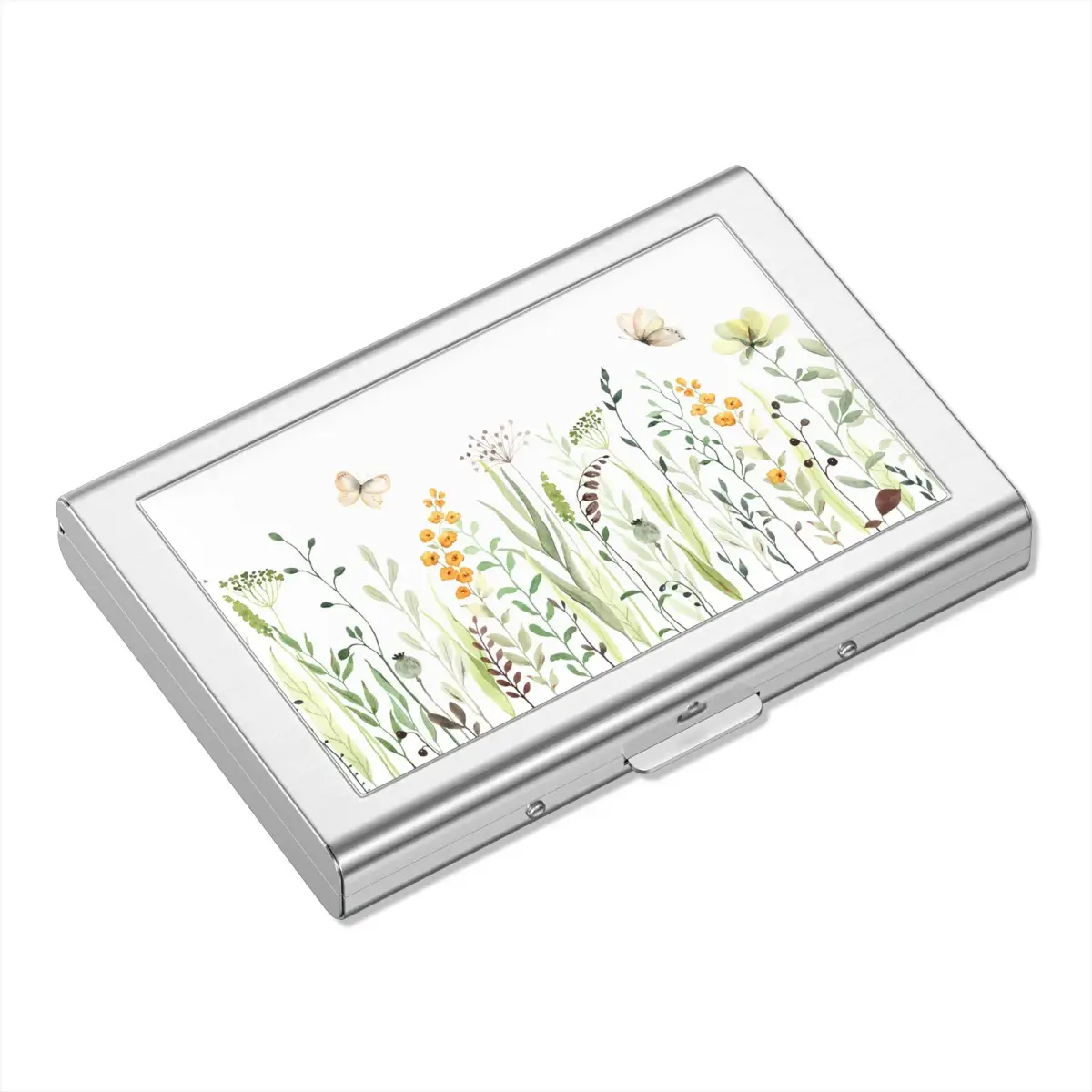 Rimilak Metal Credit Card Holder, Butterfly Flower Pattern, 6 Slots | RFID Blocking Slim Card Case - main product image