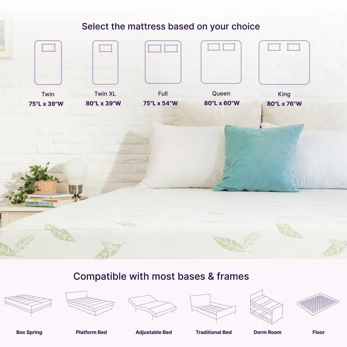 NapQueen Twin Size Mattress 6 Inch Green Tea Infused Memory Foam Bed in a Box CertiPUR-US - view 5