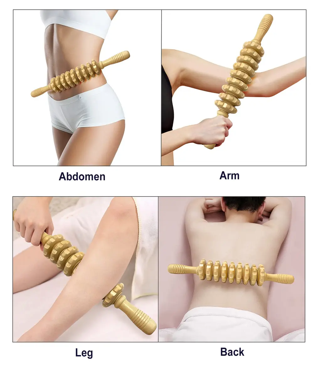 Deston 2 in 1 Wood Therapy Massage Tools | Massage Stick & Back Roller Rope for Relaxation - view 5