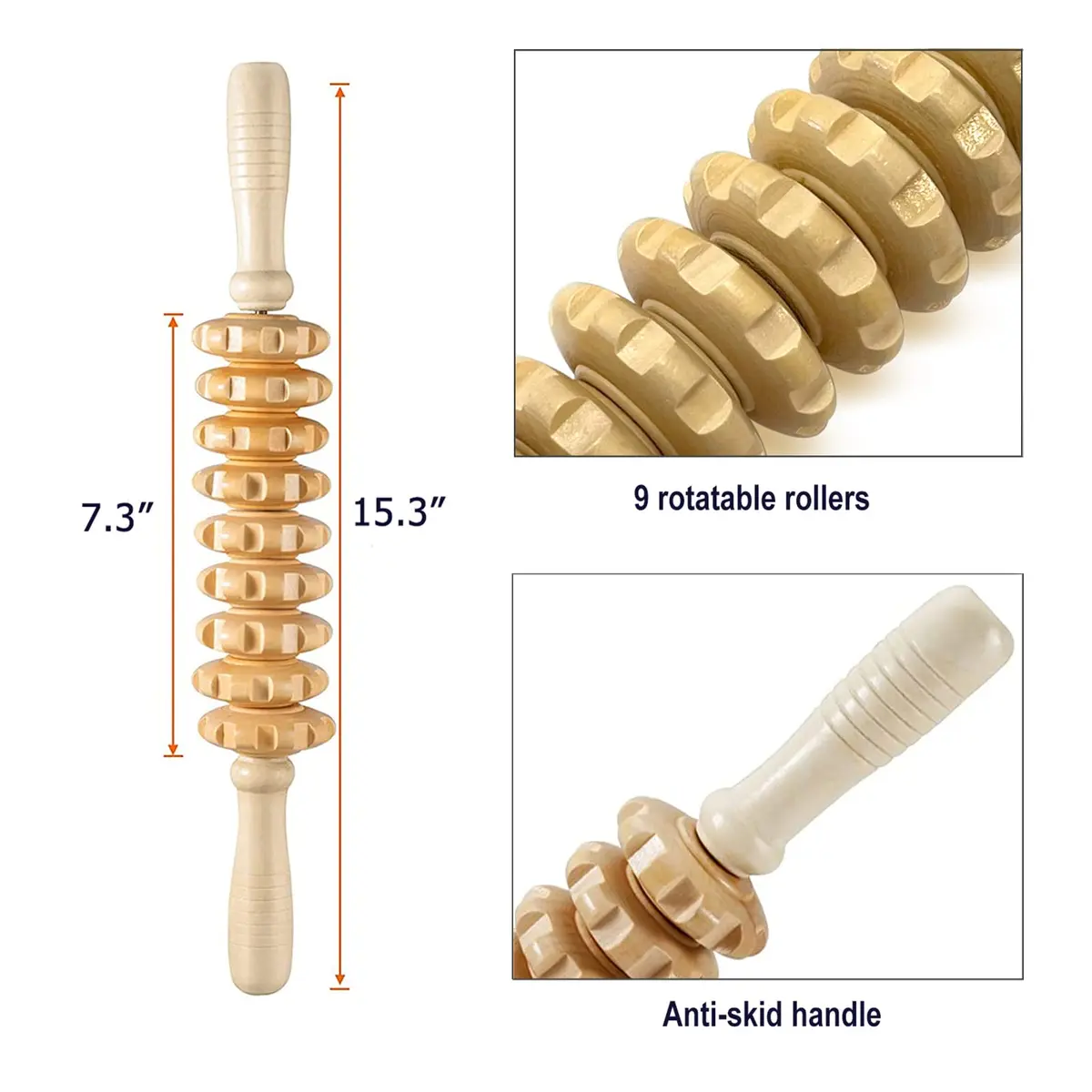 Deston 2 in 1 Wood Therapy Massage Tools | Massage Stick & Back Roller Rope for Relaxation - view 3
