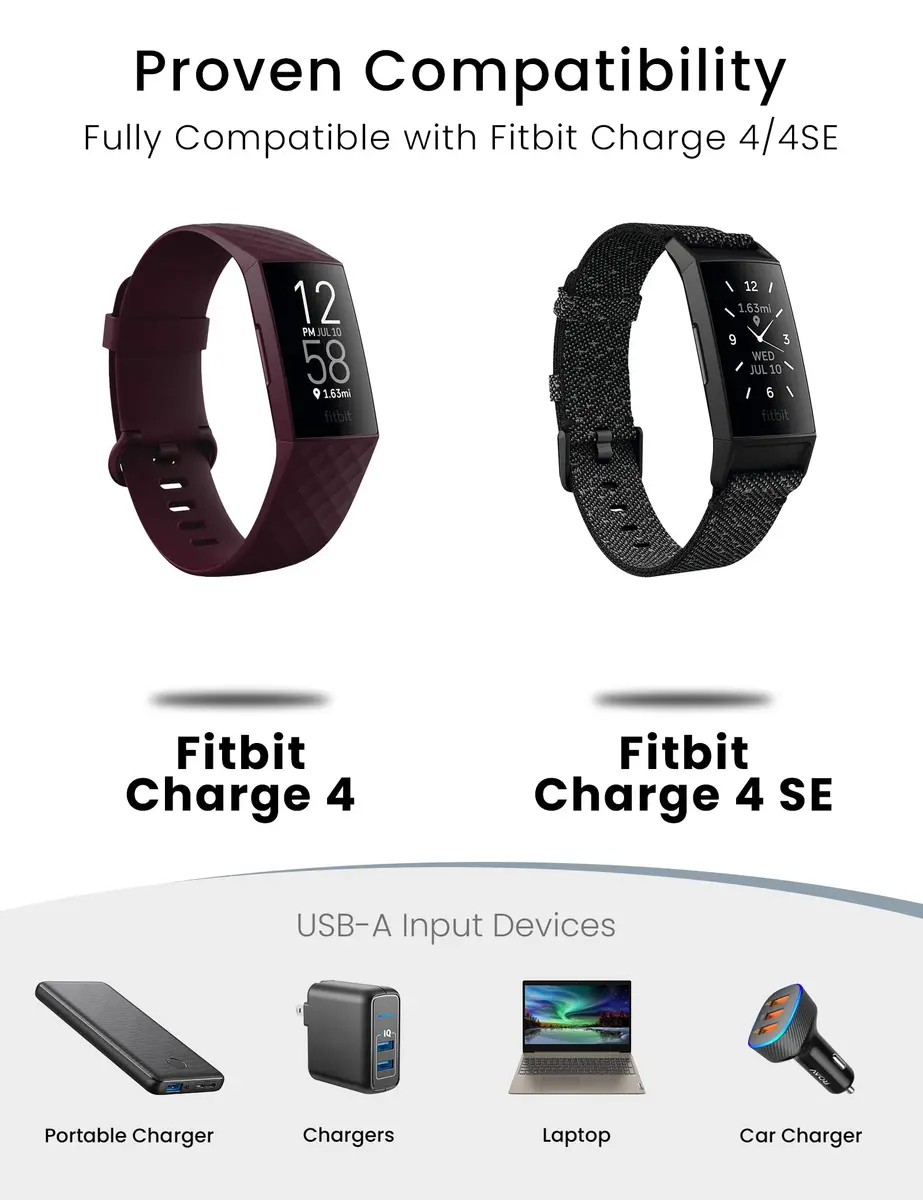 Sinoacc Charger for Fitbit Charge 4 | Fast & Durable USB Cable for India - view 2