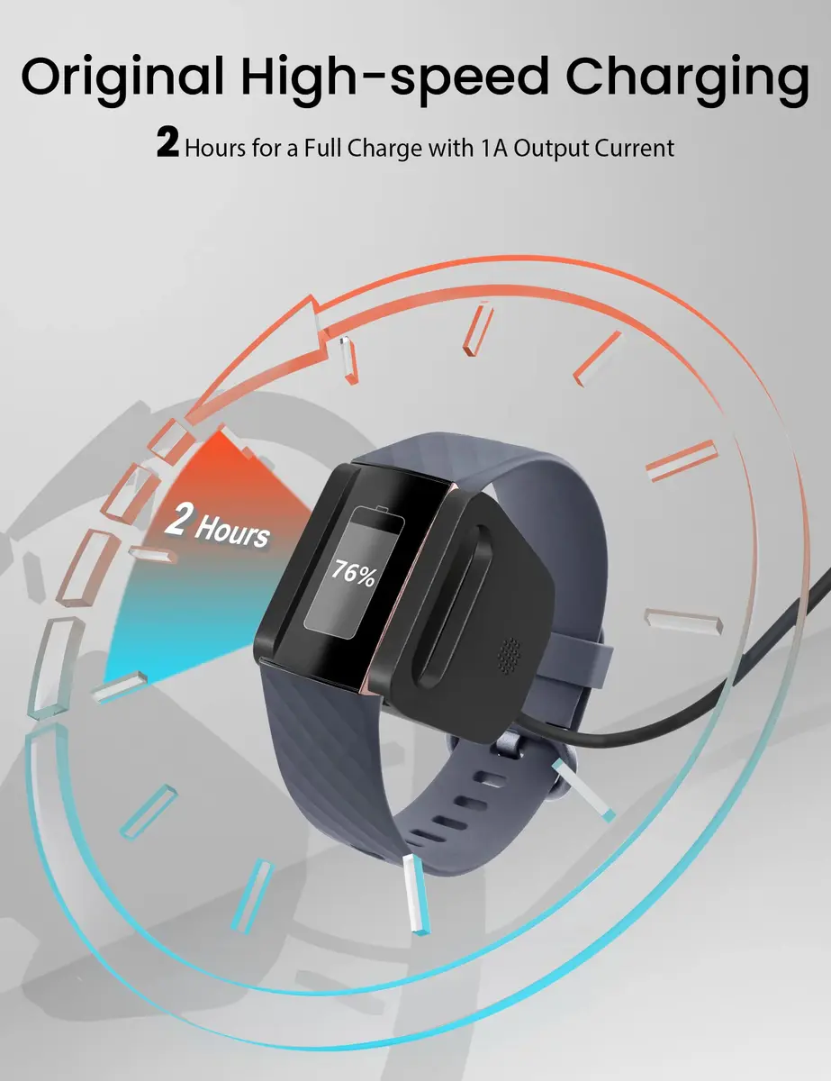 Sinoacc Charger for Fitbit Charge 4 | Fast & Durable USB Cable for India - view 4