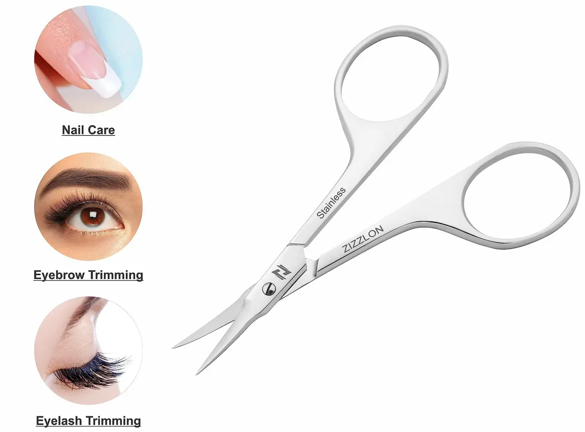 ZIZZLON Extra Fine Curved Blade Cuticle Scissors | Precision Nail Trimming Tool (19mm Blade) - view 3