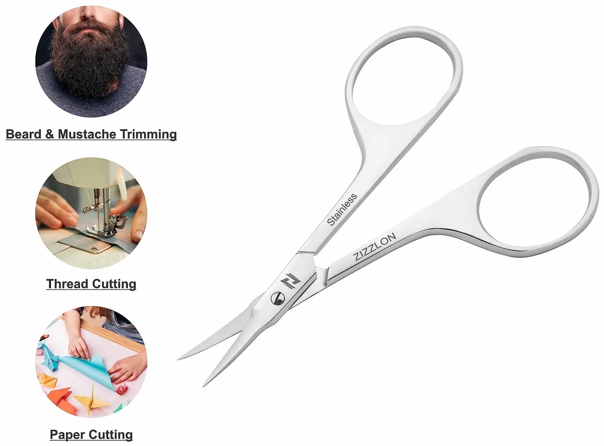 ZIZZLON Extra Fine Curved Blade Cuticle Scissors | Precision Nail Trimming Tool (19mm Blade) - view 4