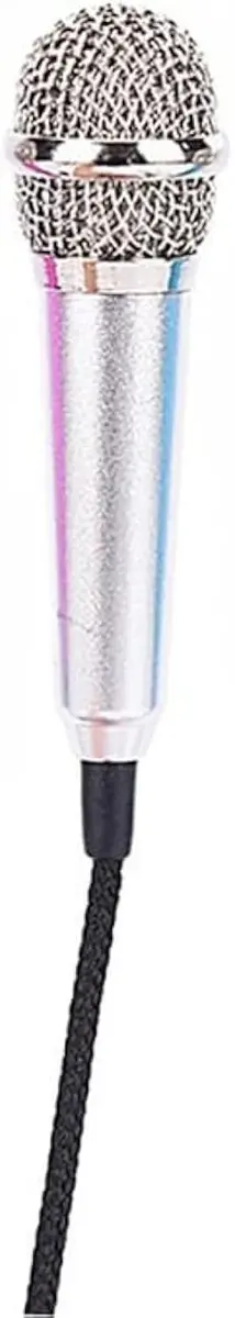 Dreamxue Mini Portable Vocal Instrument Microphone for Mobile Phone Laptop Notebook 3.5mm Universal Wire Connect Karaoke Metallic Mini Microphone for Cell Phone PC Silver - main product image