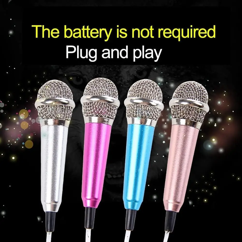 Dreamxue Mini Portable Vocal Instrument Microphone for Mobile Phone Laptop Notebook 3.5mm Universal Wire Connect Karaoke Metallic Mini Microphone for Cell Phone PC Silver - view 7