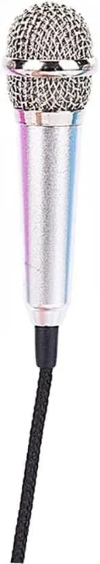 Dreamxue Mini Portable Vocal Instrument Microphone for Mobile Phone Laptop Notebook 3.5mm Universal Wire Connect Karaoke Metallic Mini Microphone for Cell Phone PC Silver - view 3