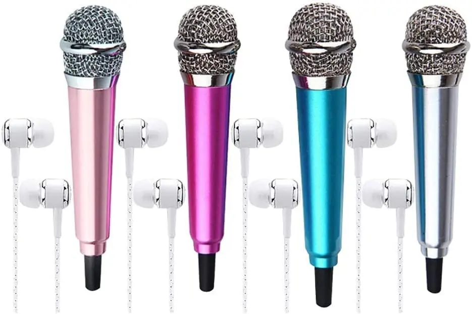 Dreamxue Mini Portable Vocal Instrument Microphone for Mobile Phone Laptop Notebook 3.5mm Universal Wire Connect Karaoke Metallic Mini Microphone for Cell Phone PC Silver - view 4