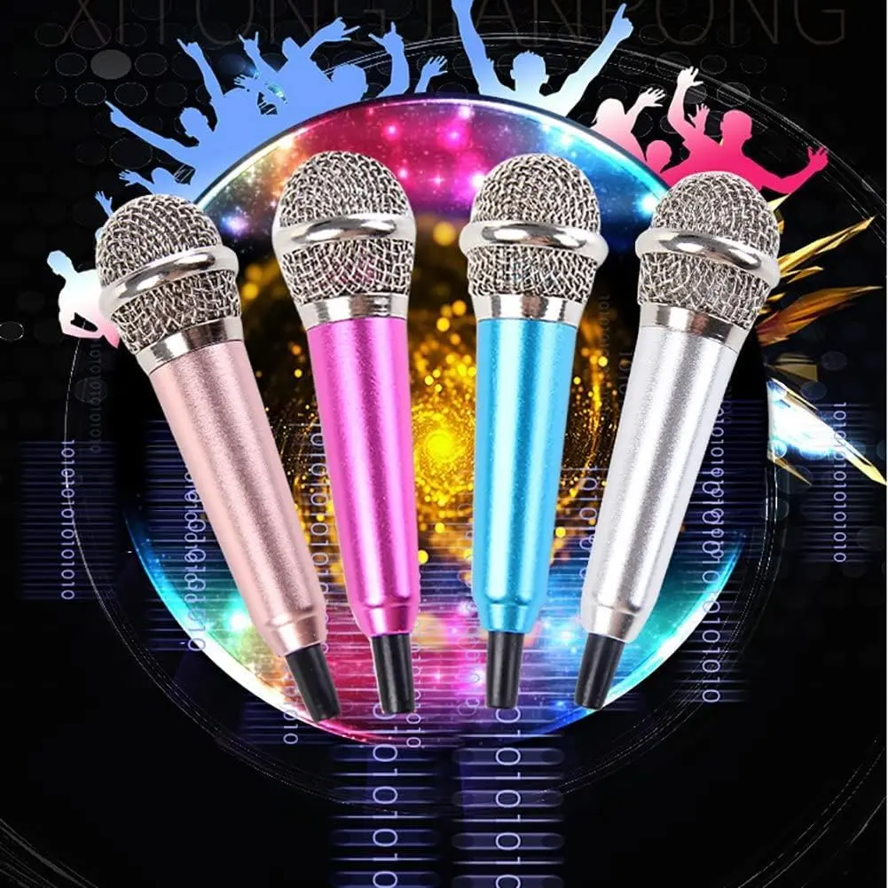 Dreamxue Mini Portable Vocal Instrument Microphone for Mobile Phone Laptop Notebook 3.5mm Universal Wire Connect Karaoke Metallic Mini Microphone for Cell Phone PC Silver - view 6