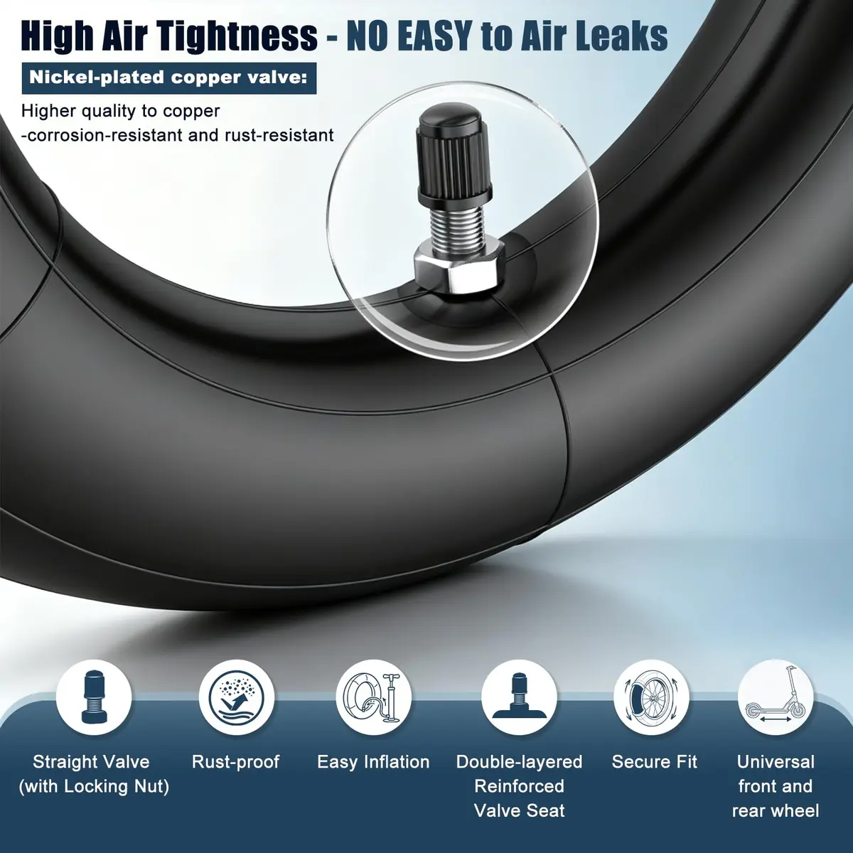 Amitor 8 1/2 x 2 Scooter Inner Tube with Straight Valve | Pressure-Resistant, Extra Thick Inflatable Tire for Xiaomi Pro 2 1S M365 - view 4