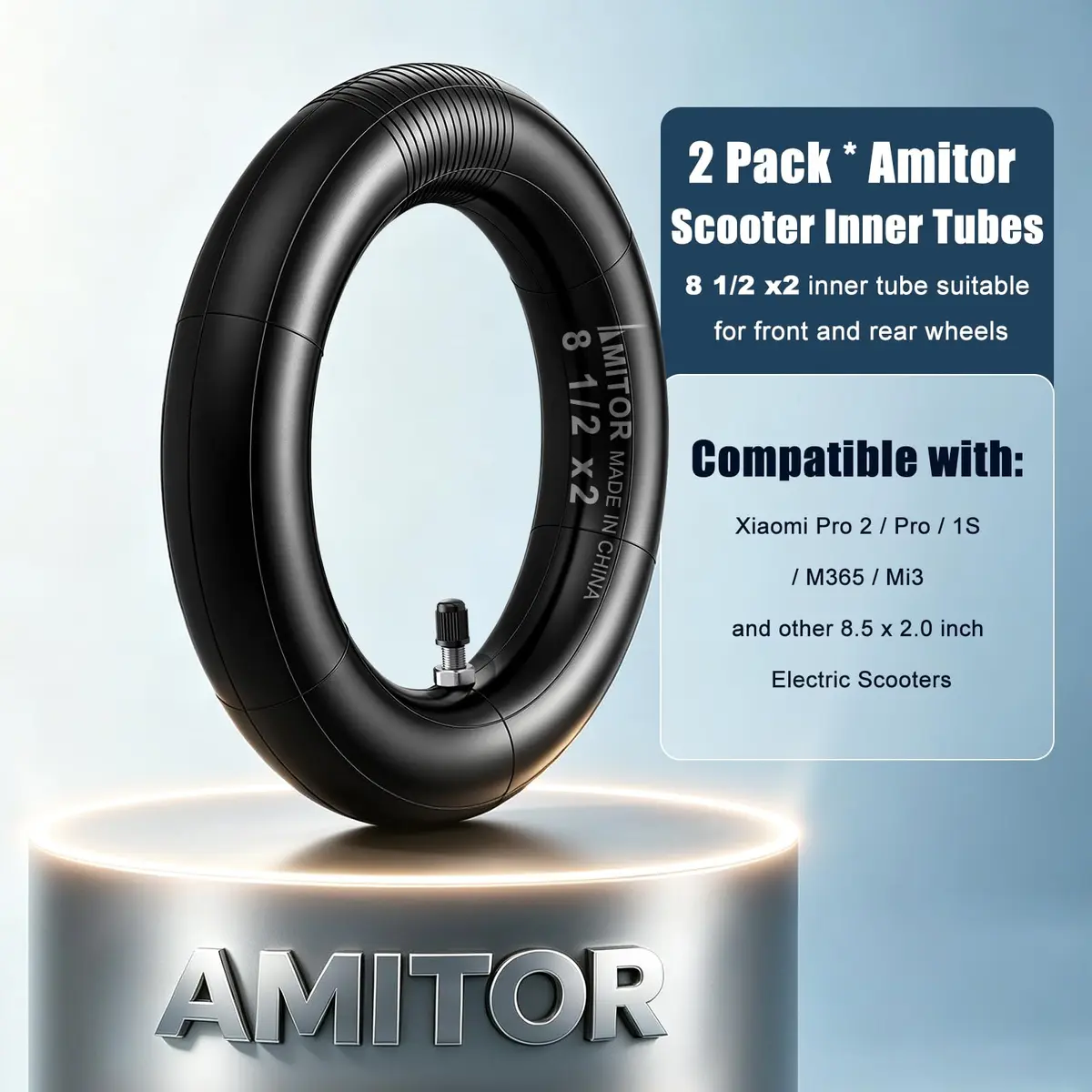Amitor 8 1/2 x 2 Scooter Inner Tube with Straight Valve | Pressure-Resistant, Extra Thick Inflatable Tire for Xiaomi Pro 2 1S M365 - view 8