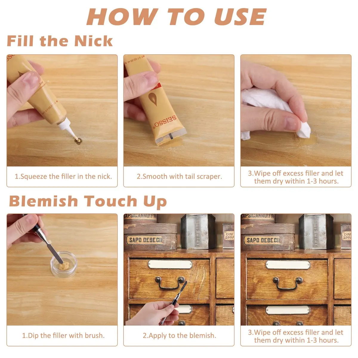 SEISSO Furniture Repair Kit, 24 Colors | Wood Scratch Cover & Filler for Wooden Floors & Furniture - view 5