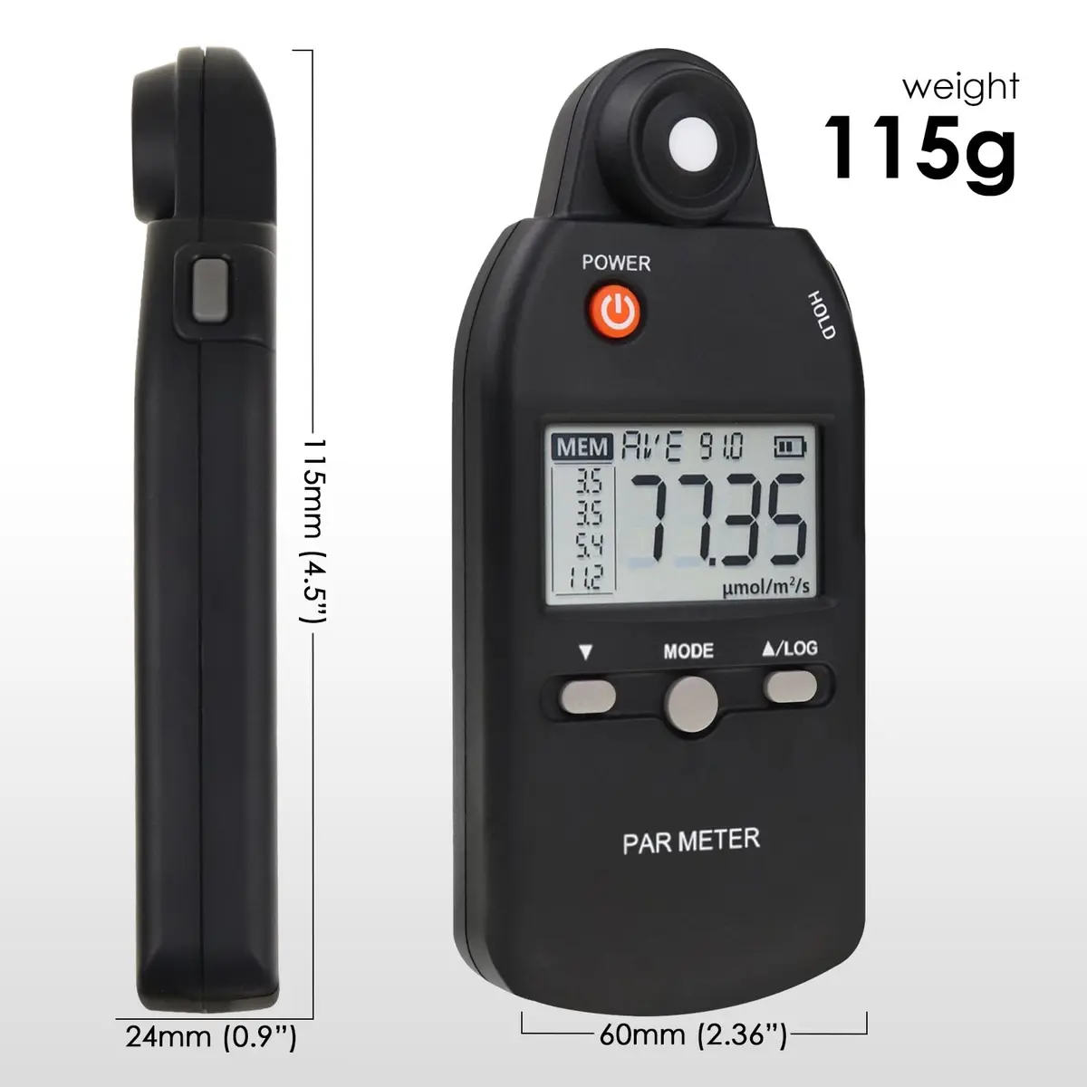 Landtek PAR Meter for LED Grow Lights, High Precision Quantum Sensor PPFD Tester 400-700nm | 18.8cm (7.4in) Length - view 7