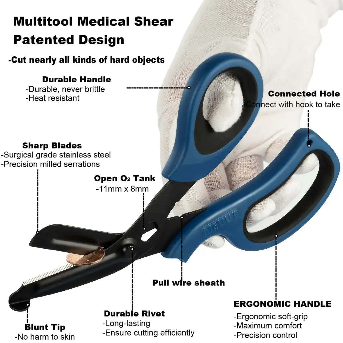 MEUUT Medical Trauma Shears (2-Pack, 7.8 Inch) - Purple+Navy Patented Stainless Steel - view 3