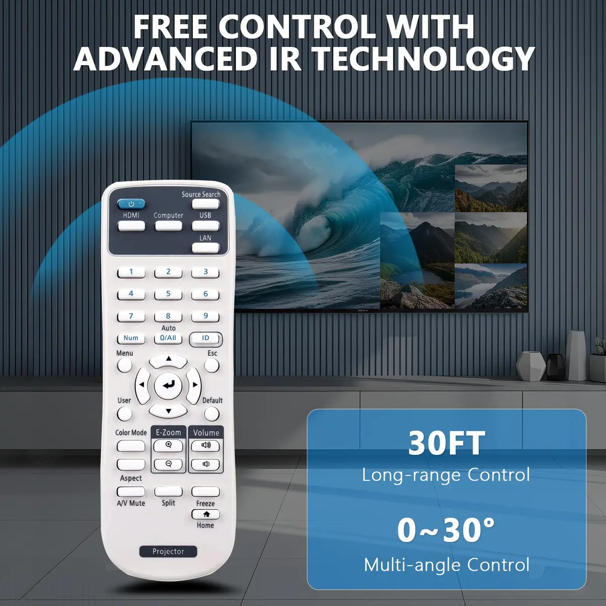 Beyution Replace Projector Remote Control fit for Epson Projector EB-E01 | Infrared, 10 M Distance, ABS Plastic, 6 Months Warranty - view 2