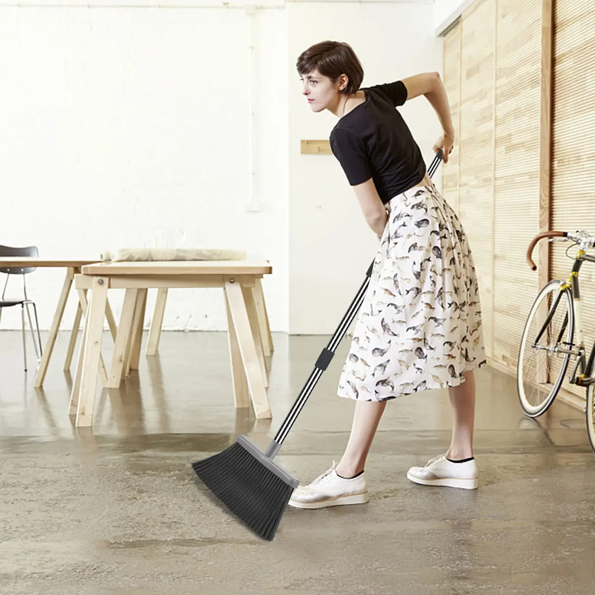 kelamayi Extendable Broom and Dustpan Set with Stand-Up Storage | 1.21 kg (2.67 lb) Black&Gray - view 5