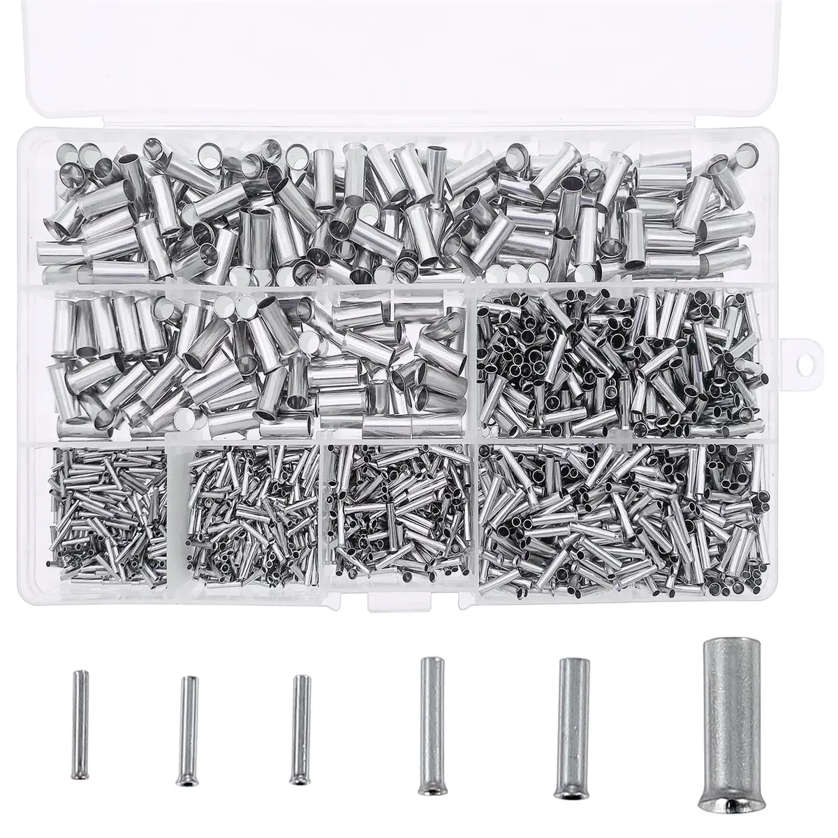 Teansic 1950PCS 22-10 AWG Copper Wire Ferrules Kit, Non-Insulated, Silver-Plated | Reliable Electrical Connection - main product image