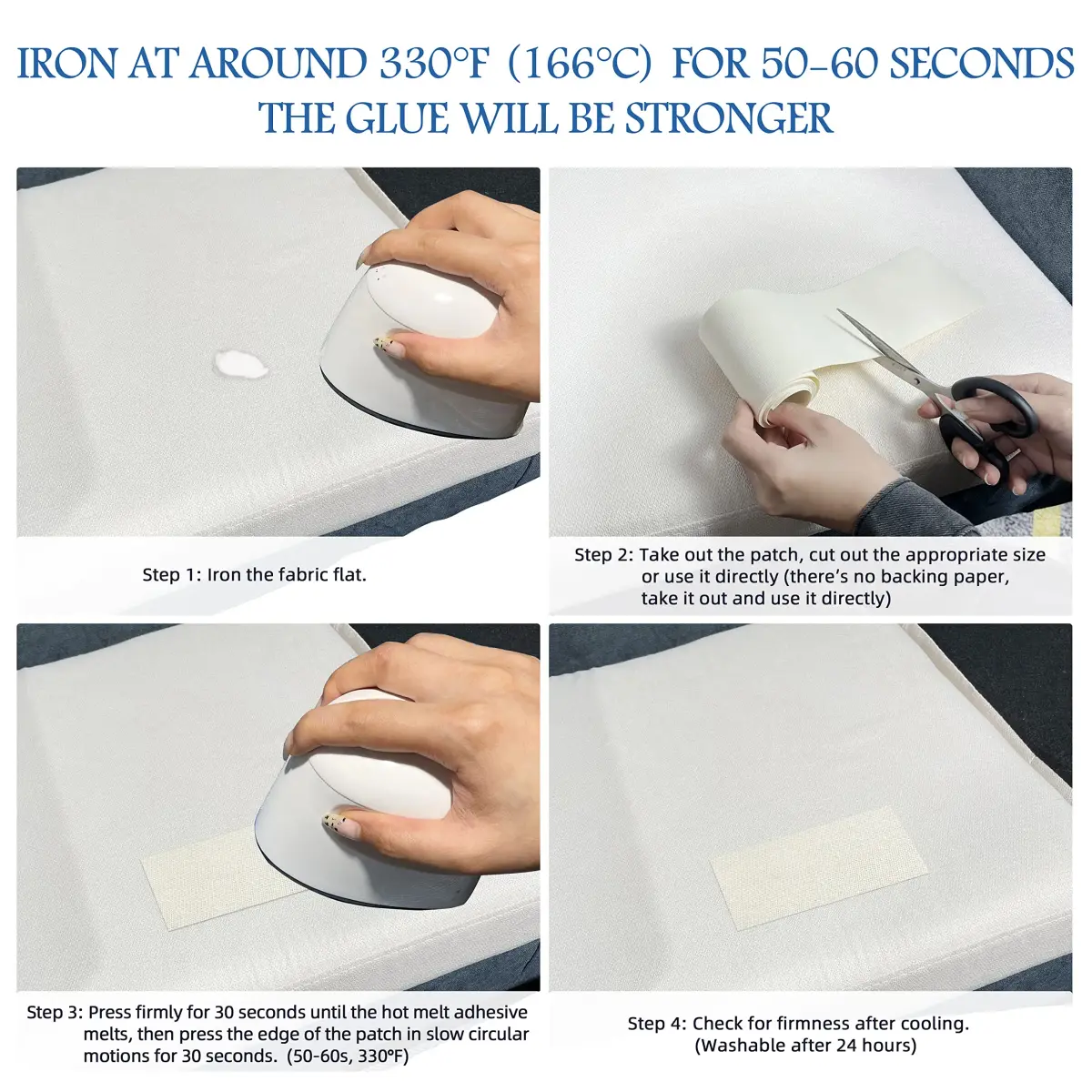 KING MOUNTAIN Canvas Iron-On Repair Patch 3"x60" (7.5x152cm) | Durable Cotton Fabric Mending Roll - view 5