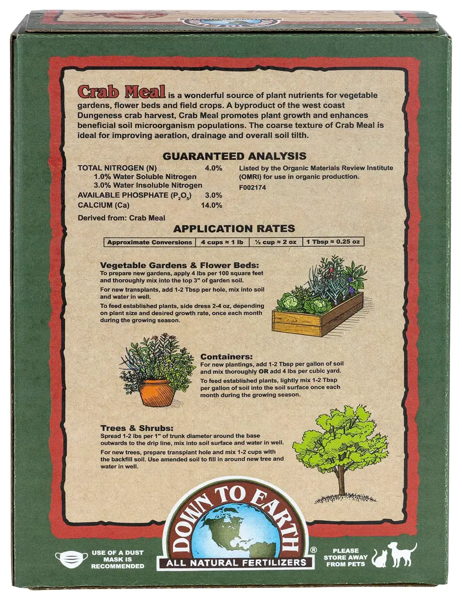 Down To Earth All Natural Fertilizers Organic Crab Meal - 4 lb | Organic, Slow-Release, Supports Soil Microbes - view 2