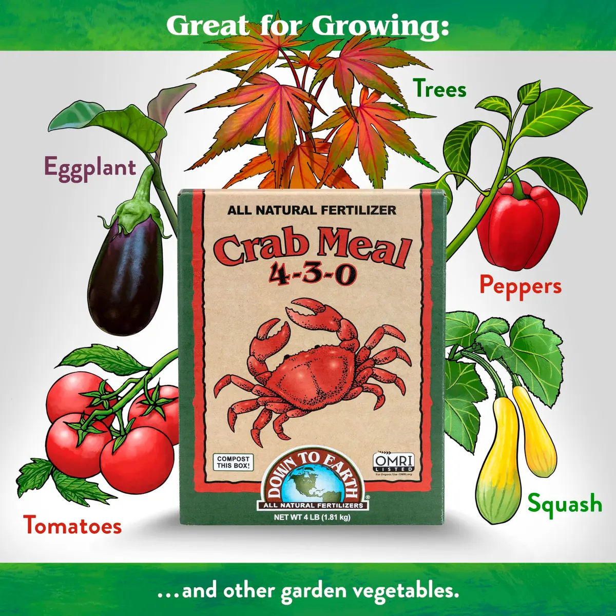 Down To Earth All Natural Fertilizers Organic Crab Meal - 4 lb | Organic, Slow-Release, Supports Soil Microbes - view 3