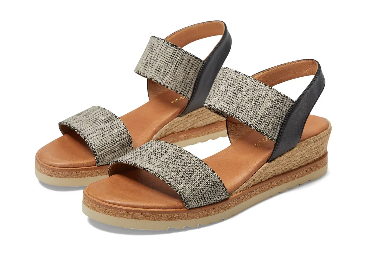 André Assous Neveah Wedge, Black/Beige, 8 | Elegant Platform Wedge for Women - main product image