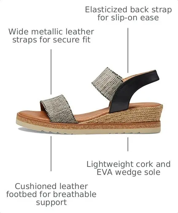 André Assous Neveah Wedge, Black/Beige, 8 | Elegant Platform Wedge for Women - view 4