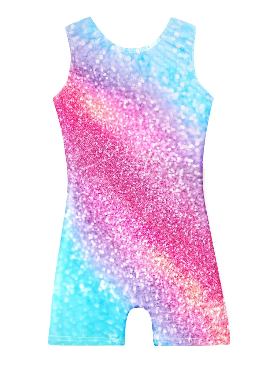 Belovance Girls Sparkle Rainbow Gymnastics Leotard for Kids 7-8 Years | Colorful Rhinestone Biketard - main product image