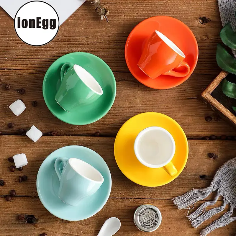 ionEgg Porcelain Espresso Cup with Saucer, 80ml/2.7Oz, Black | Elegant Mini Coffee Shot Cup for Daily Use - view 6