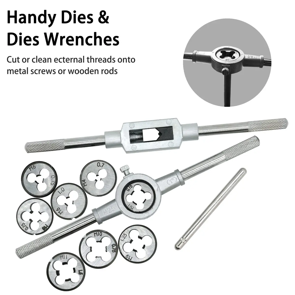 GMTOOLS 60PCS Tap and Die Set, Metric & SAE Sizes, High Carbon Steel, Portable Case | Threading & Rethreading Tool Kit - view 5