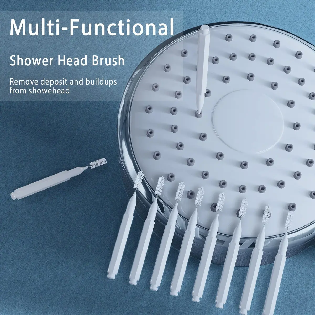 Lumkew Shower Head Cleaning Brush for Small Hole | Penetrates Narrow Nozzles, Rejuvenates Water Flow, White - view 2