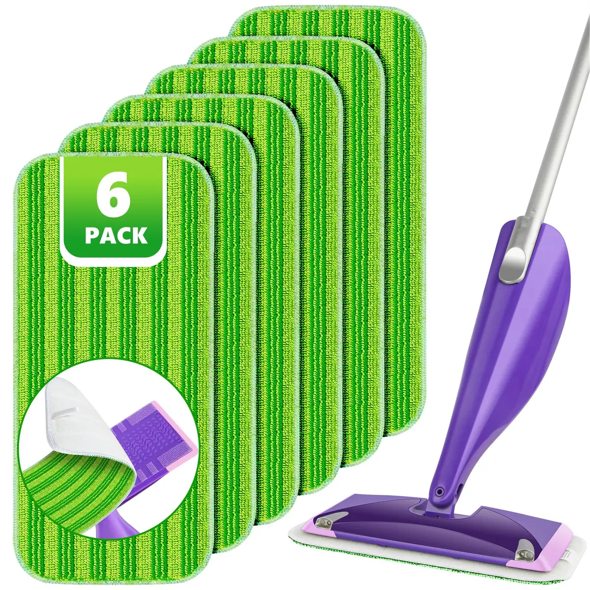 TINA&TONY Reusable Mop Pad for Swiffer WetJet, 6PCS | Microfiber Floor Cleaning Refill - main product image