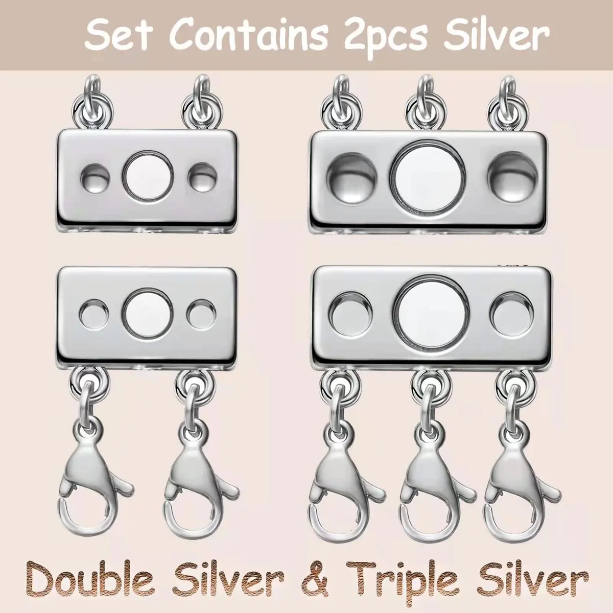 OHINGLT Magnetic Necklace Layering Clasps Connector with Lobster Clasps, 2 Sizes (0.59in & 0.79in) | Keeps Layered Necklaces Untangled - view 5