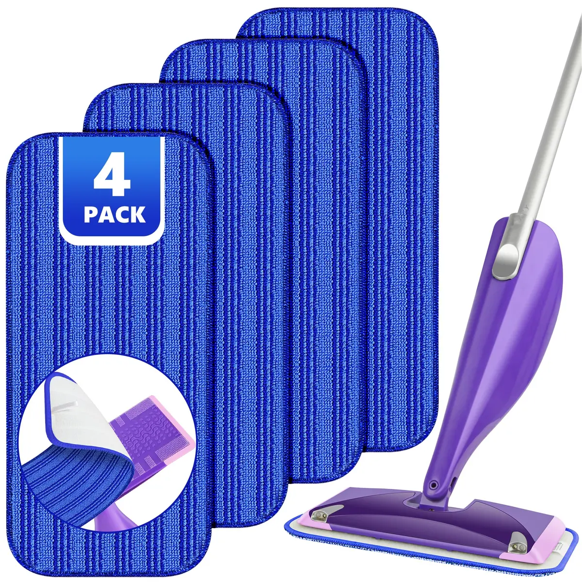 TINA&TONY Reusable Mop Pad for Swiffer WetJet, 4PCS | Microfiber Floor Cleaning Refill - main product image