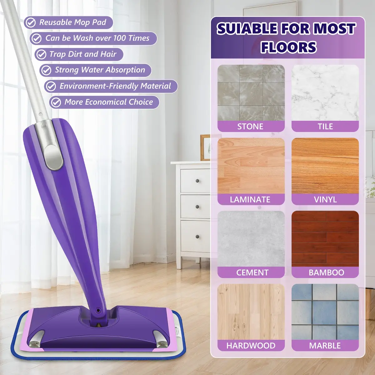 TINA&TONY Reusable Mop Pad for Swiffer WetJet, 4PCS | Microfiber Floor Cleaning Refill - view 5