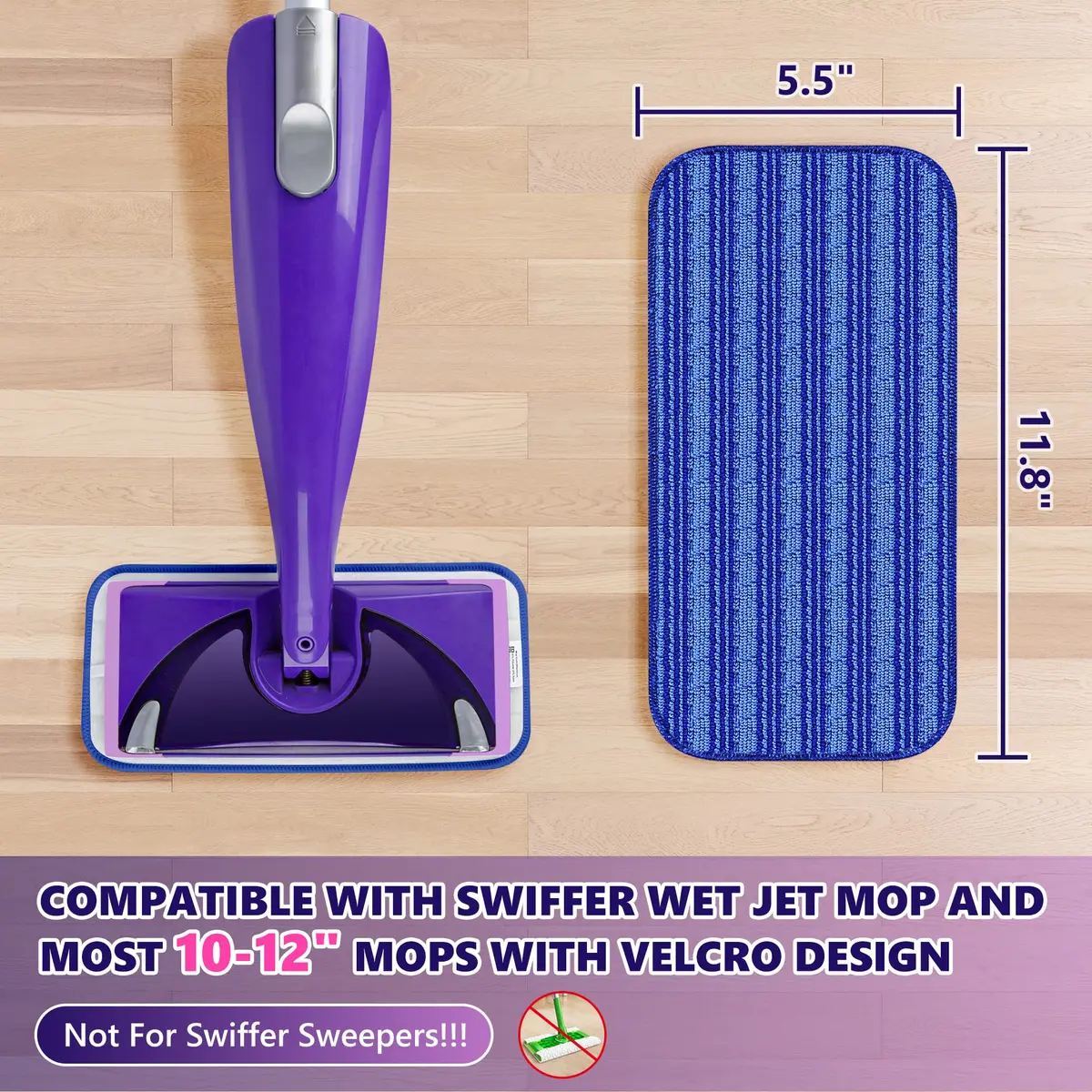 TINA&TONY Reusable Mop Pad for Swiffer WetJet, 4PCS | Microfiber Floor Cleaning Refill - view 2