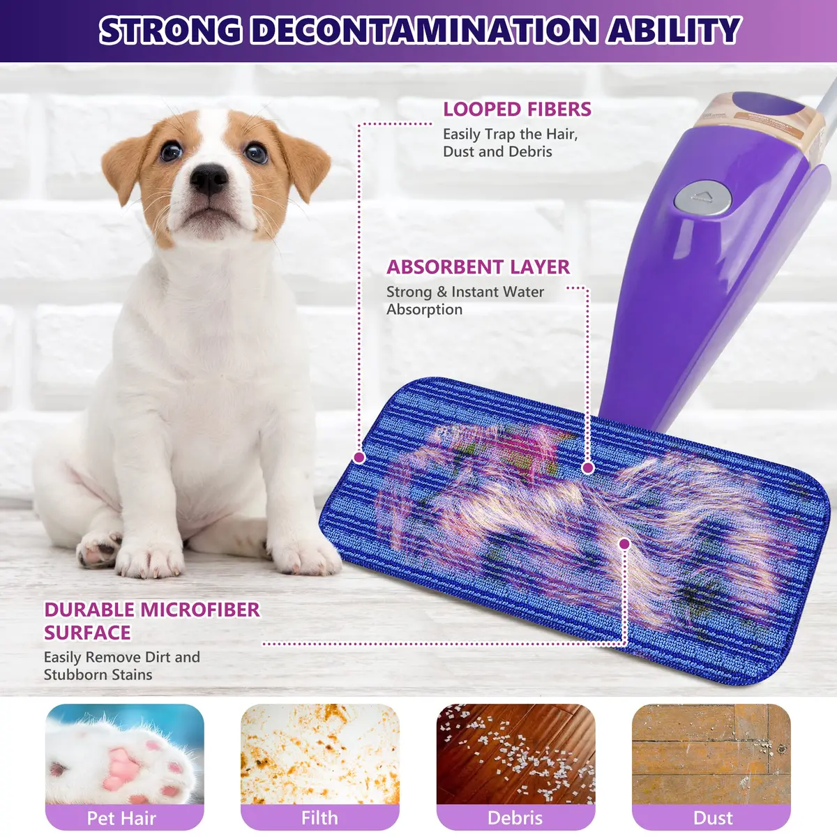 TINA&TONY Reusable Mop Pad for Swiffer WetJet, 4PCS | Microfiber Floor Cleaning Refill - view 3