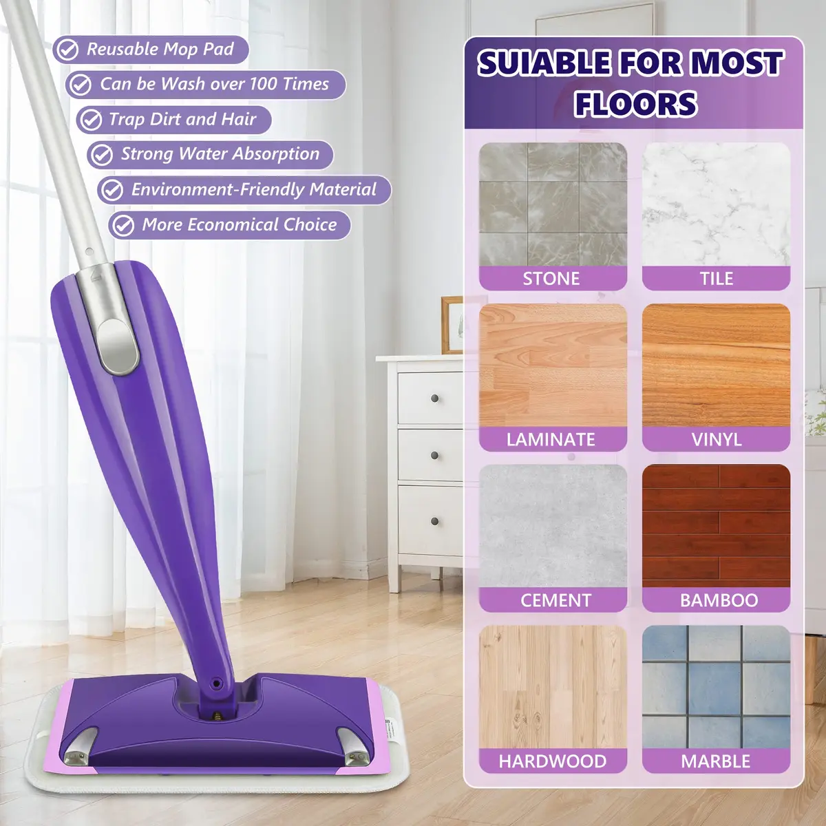 TINA&TONY Reusable Mop Pad for Swiffer WetJet, 4PCS | Microfiber Floor Cleaning Refill - view 5