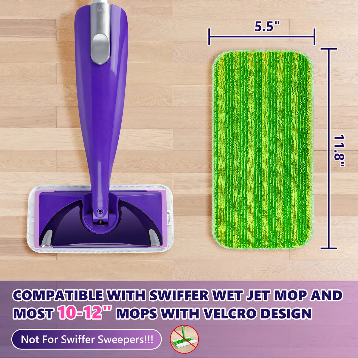 TINA&TONY Reusable Mop Pad for Swiffer WetJet, 4PCS | Microfiber Floor Cleaning Refill - view 2