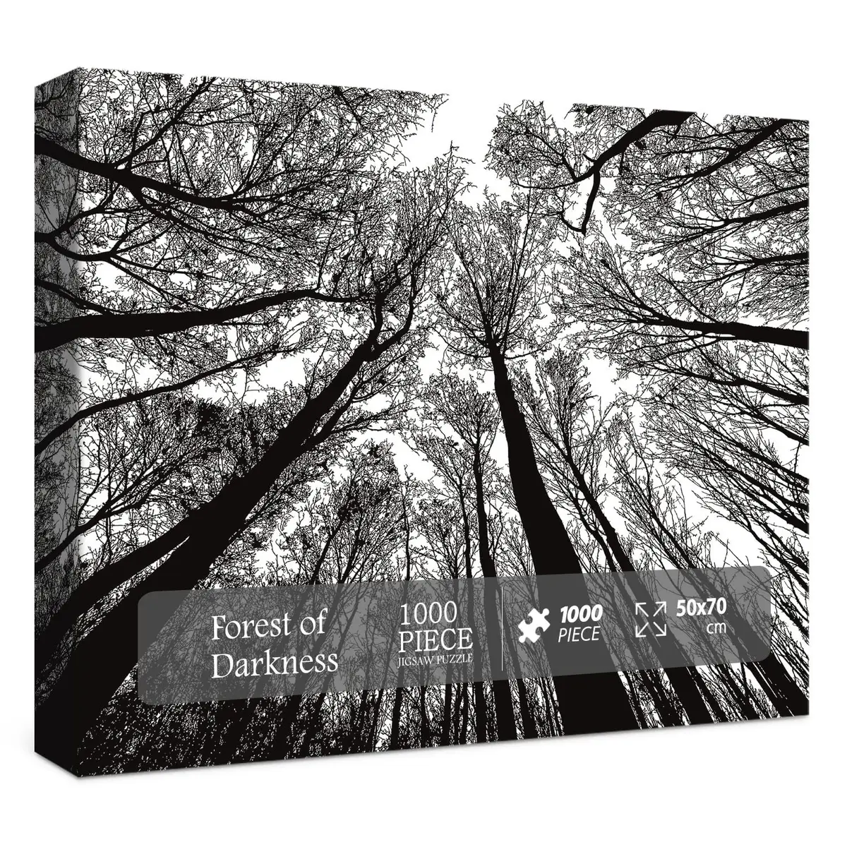 BBOLDIN Impossible Puzzle 1000 Piece, Challenging Difficult Puzzles for Adults, Hard Jigsaw Puzzles for Adults | Black White Forest Silhouette - main product image