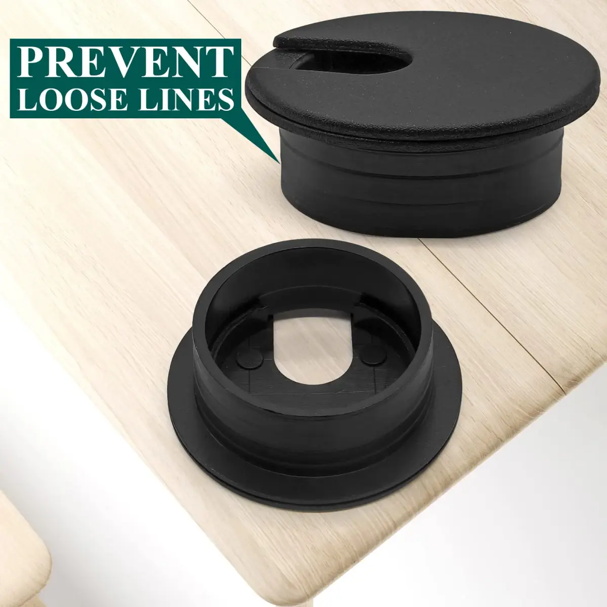 Litoexpe Black Desk Cord Grommet 1-1/2 Inch (38 mm) | Organize Cables for Desks and Work Areas - view 3
