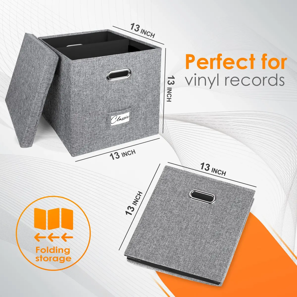 Woodoulogy Vinyl Record Storage Box for 50+ LPs | 12-Inch Record Holder Case with Lid - view 2