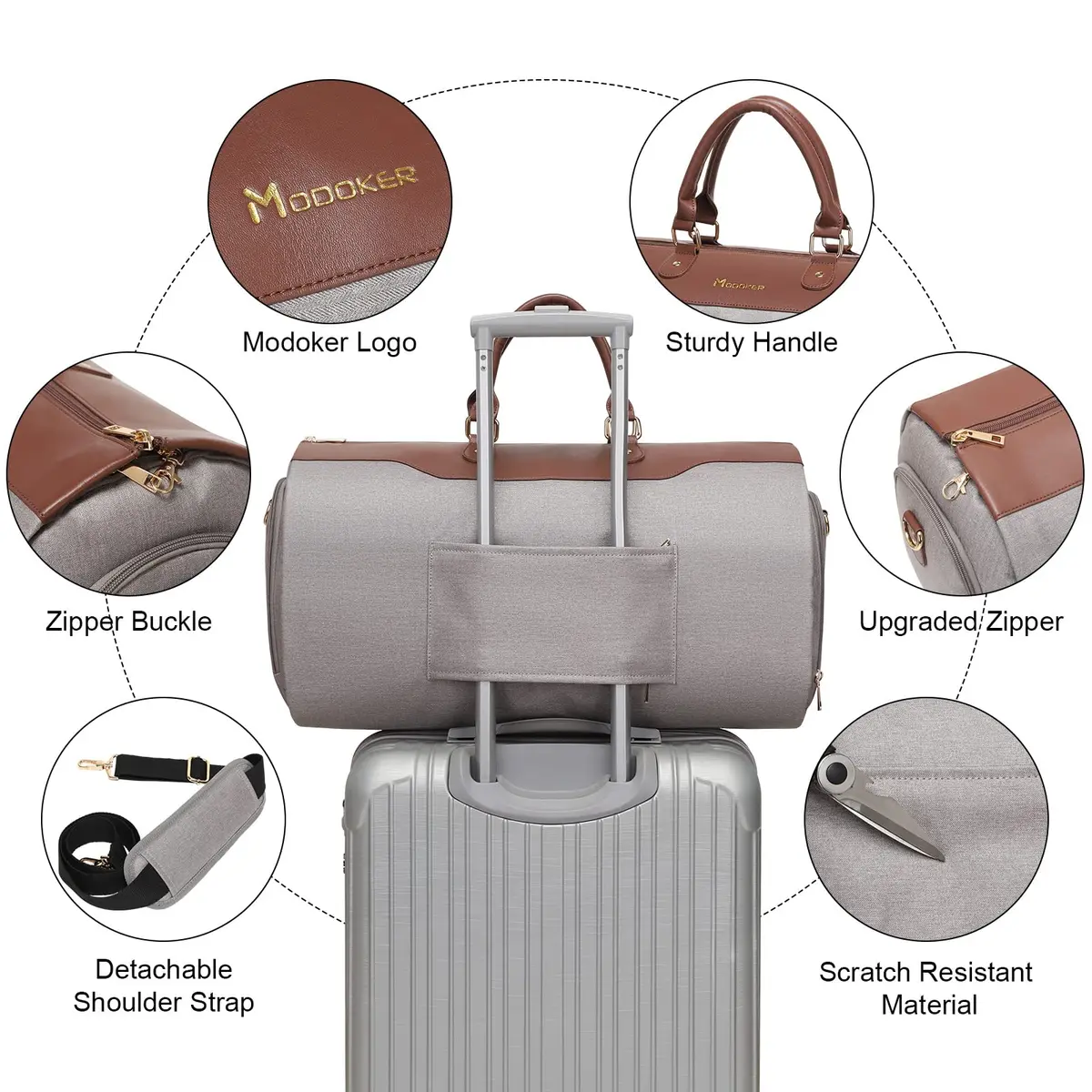 Modoker Garment Duffle Bag for Travel, Carry-on Garment Bag with Shoe Compartment & 45L Capacity | Business Trip Weekender - view 4