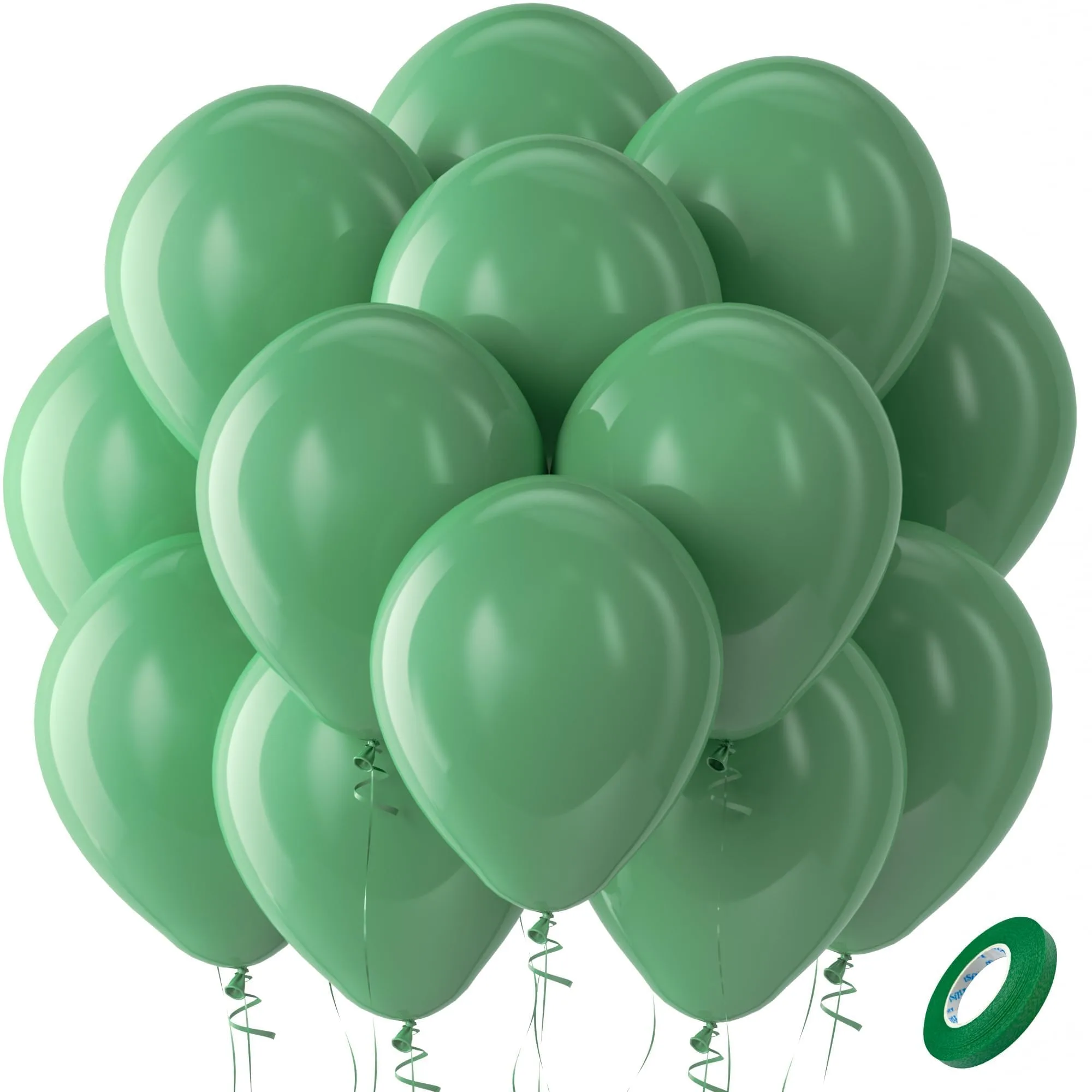 Bezente Sage Green Latex Party Balloons - 100 Pack 12 Inch Round Helium Olive Green Balloons - main product image