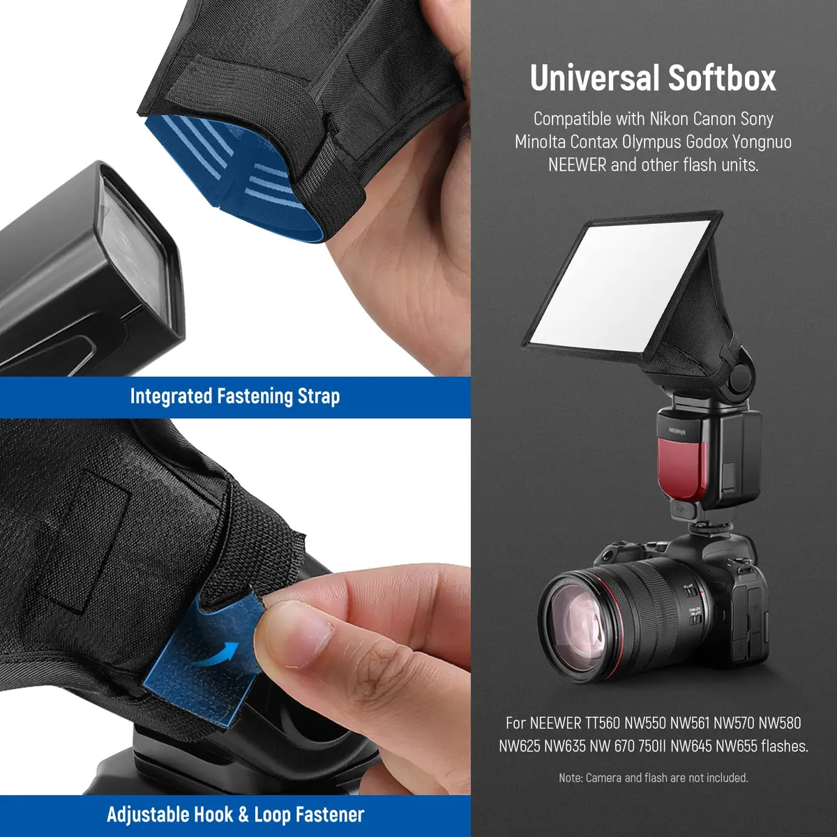 NEEWER Camera Stage Lighting Modifier 5" x 4" | Collapsible Diffuser for Speedlight - view 5